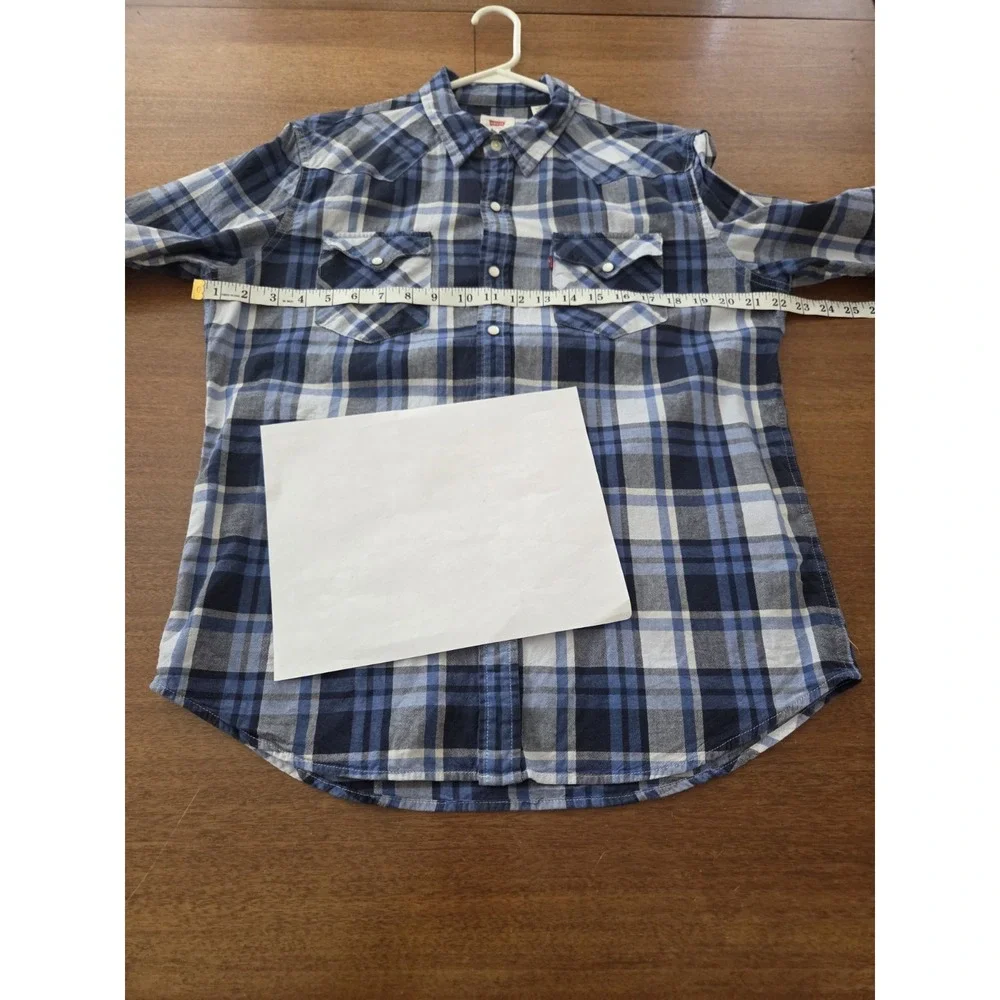 Vtg Levi's Pearl Snap Plaid Shirt Men's Large‎ Casual Sharp Streetwear